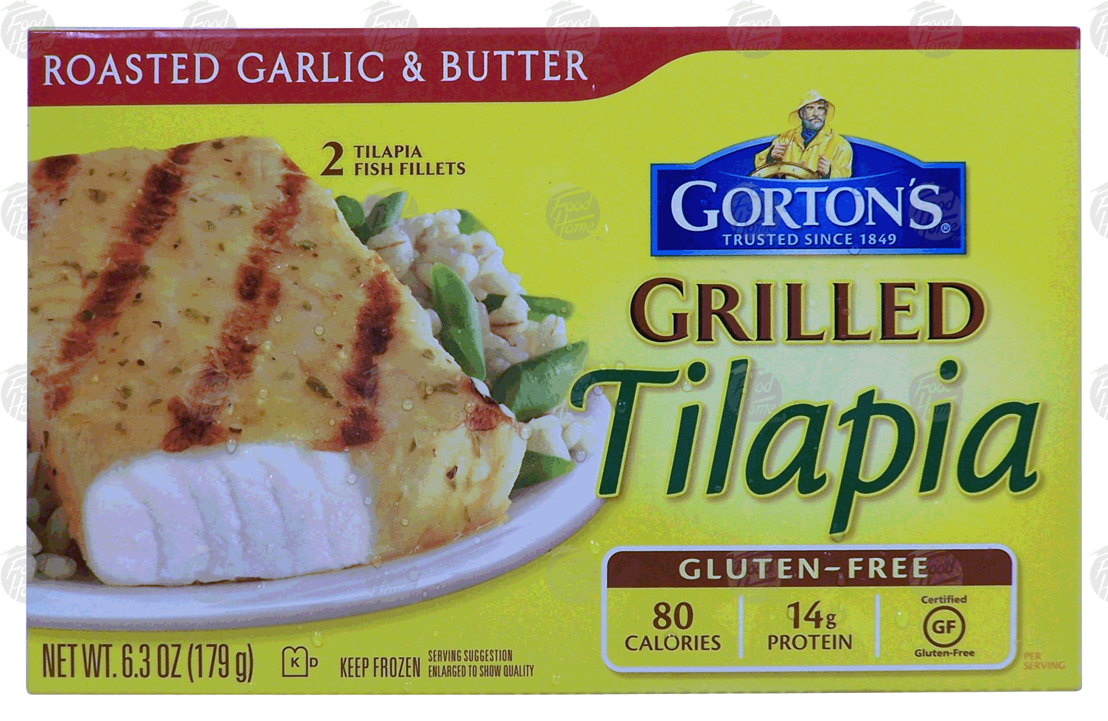 Gorton's  grilled tilapia, roasted garlic butter, 2 tilapia fish fillets Full-Size Picture